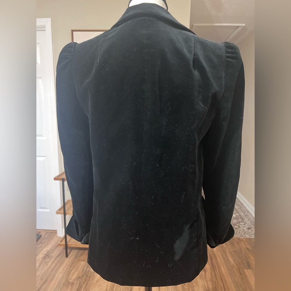 Lillie Rubin Black Velvet Blazer Size 8 Puff Shoulder Tuxedo Lapel Vintage Glam - Picture 7 of 14